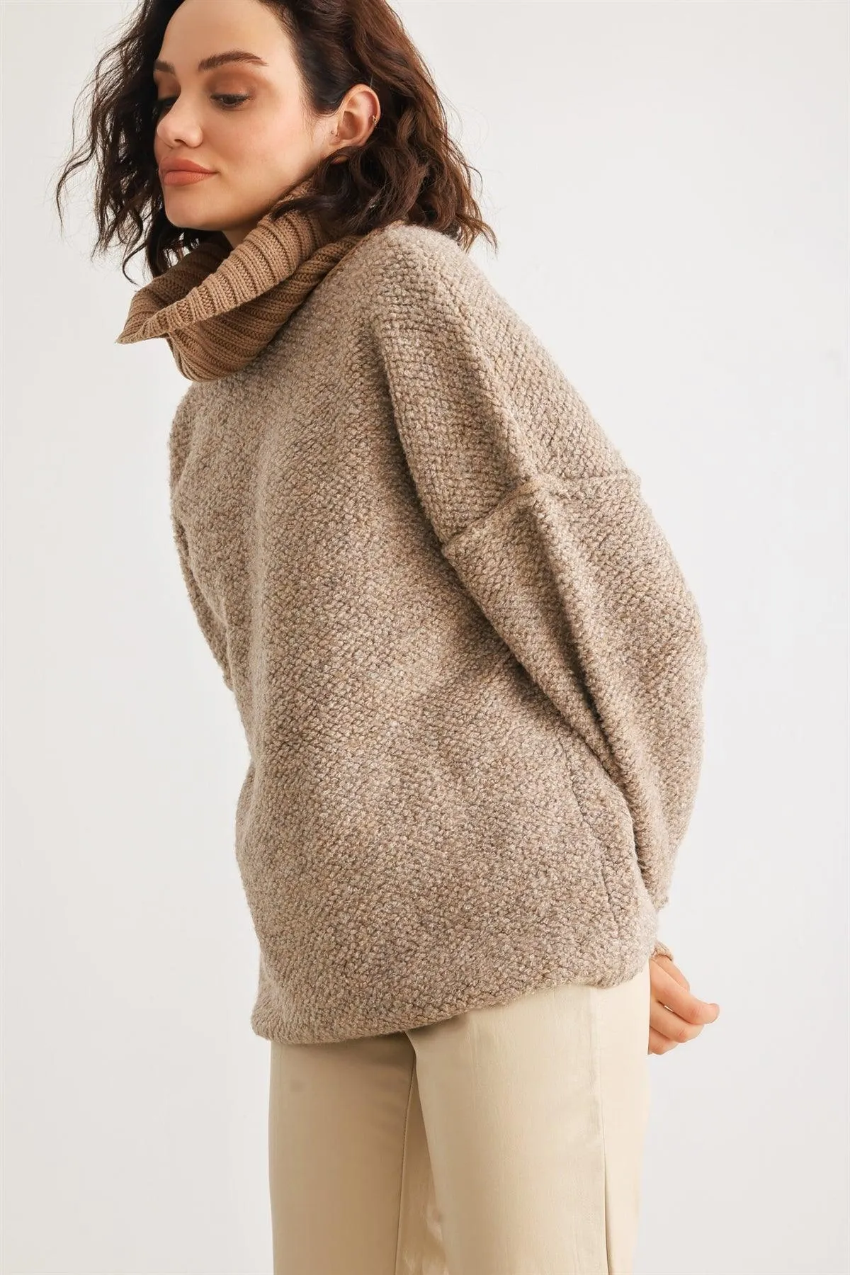 Mocha Knit Turtle Neck Long Sleeve Sweater /2-2-2