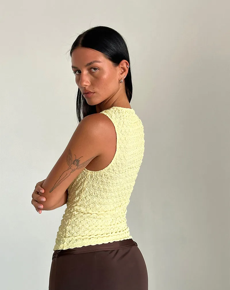 Mohala Top in Bubble Knit Soft Yellow