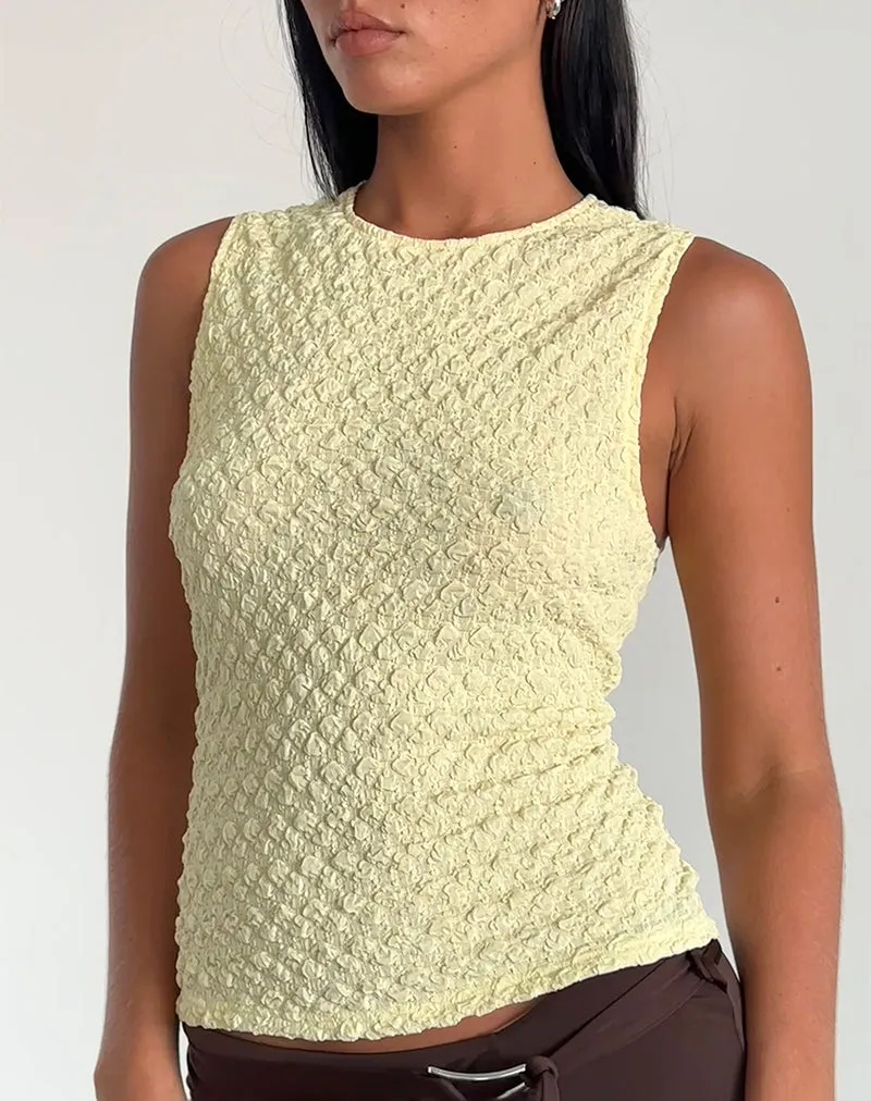 Mohala Top in Bubble Knit Soft Yellow