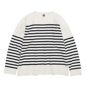 nanamica Paper Knit Stripe Crew Navy