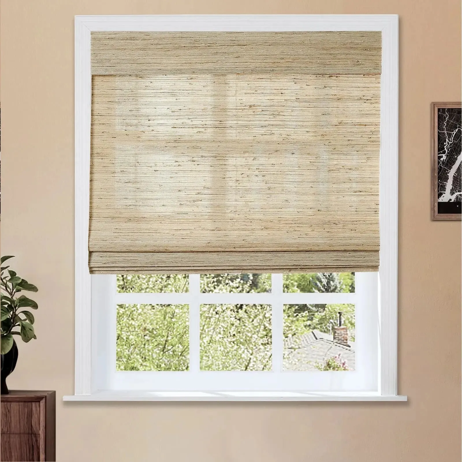 Natural Ramie Bamboo Woven Shade - Beige