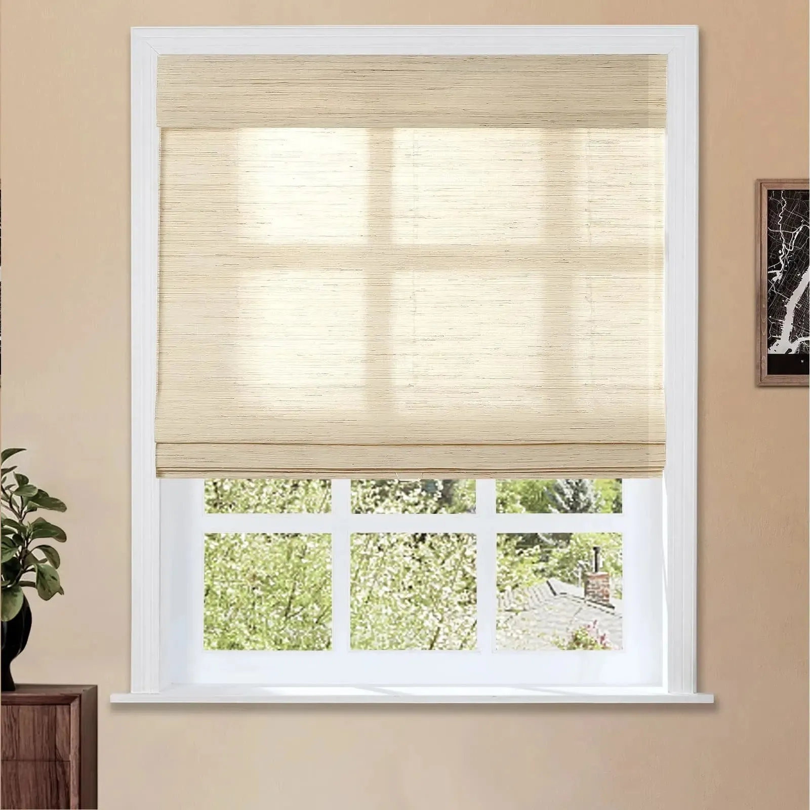 Natural Ramie Bamboo Woven Shade - Cashew