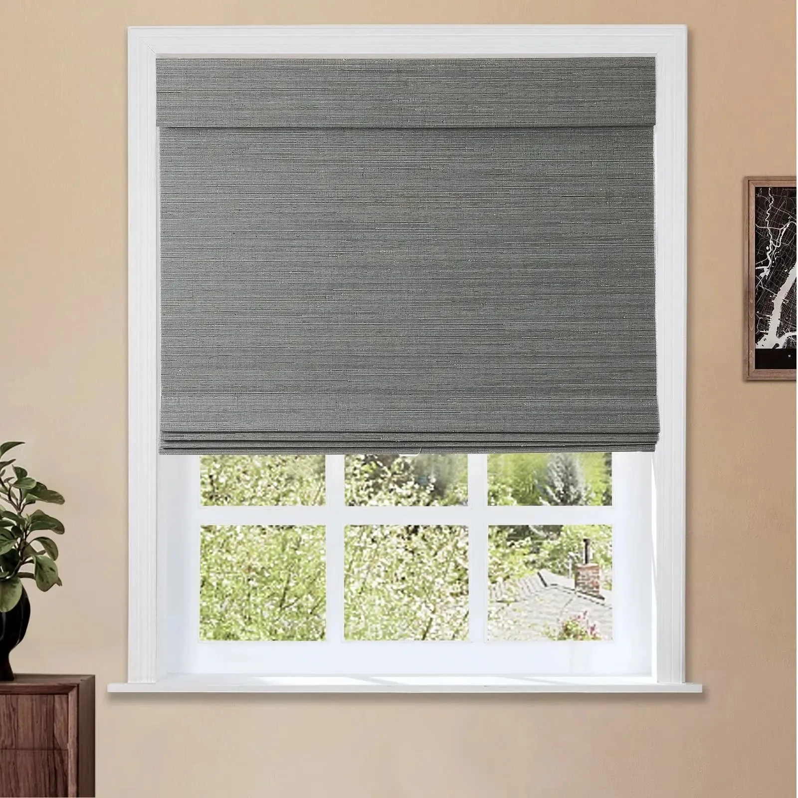 Natural Ramie Bamboo Woven Shade - Grey