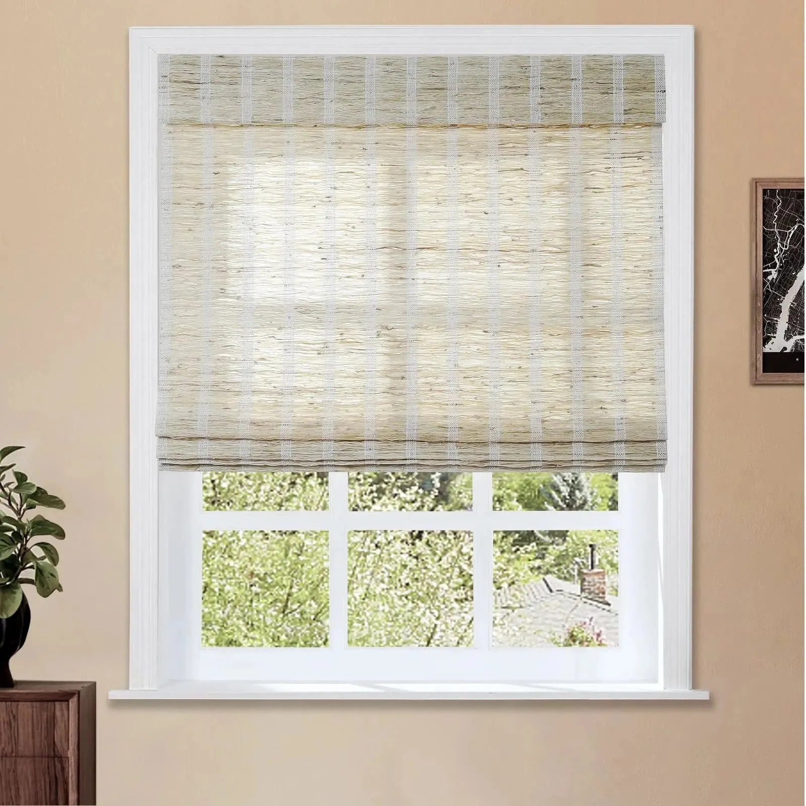 Natural Ramie Bamboo Woven Shade - Shell