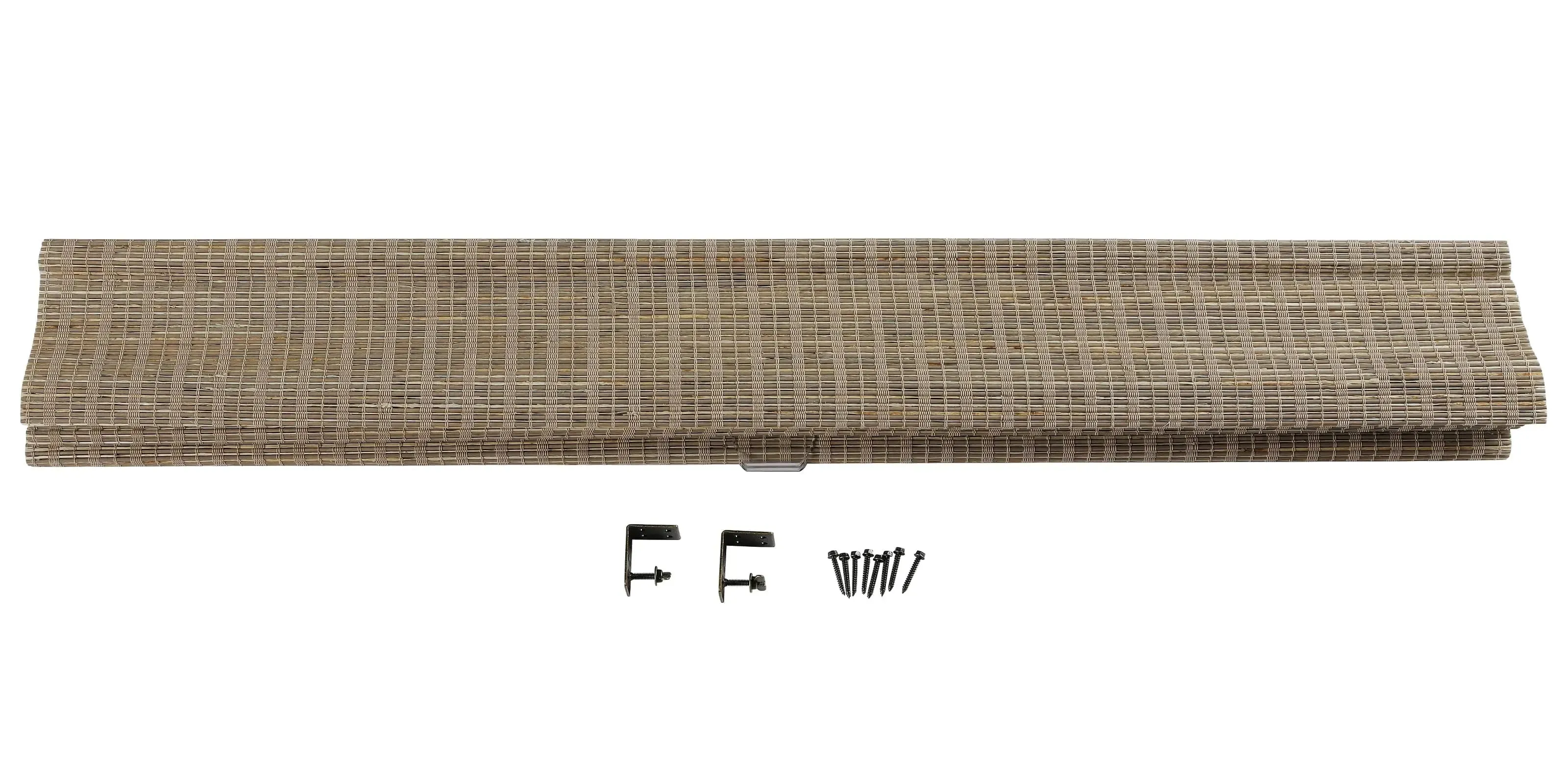 Natural Ramie Bamboo Woven Shade - Woodsmoke