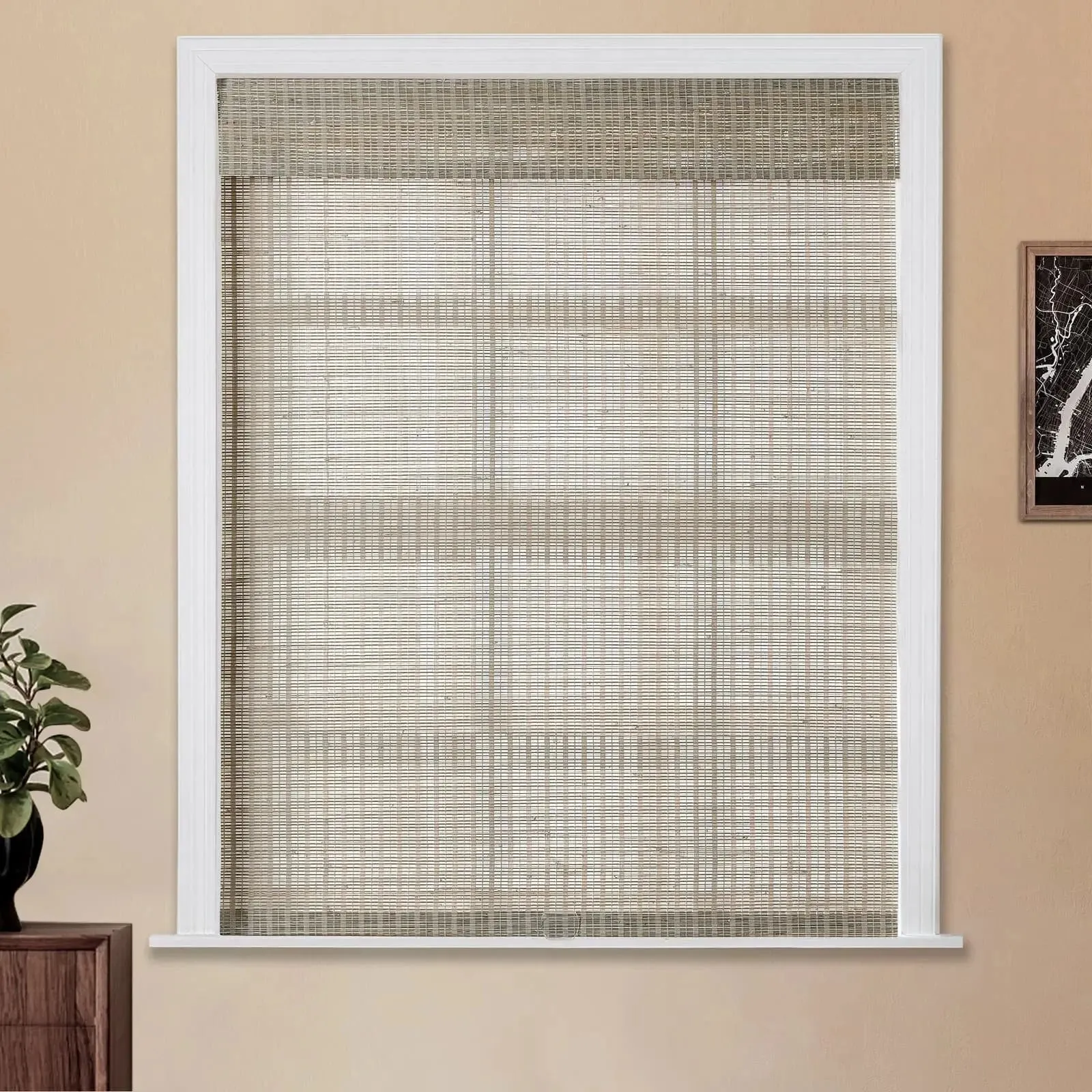 Natural Ramie Bamboo Woven Shade - Woodsmoke