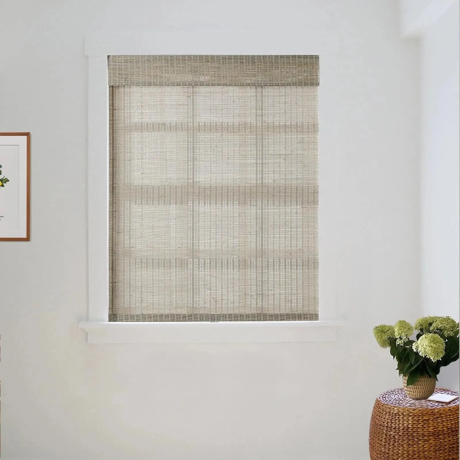 Natural Ramie Bamboo Woven Shade - Woodsmoke