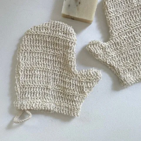 natural ramie exfoliating bath glove