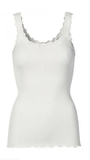 New White Rosemunde Babette Silk Lace Tank Top