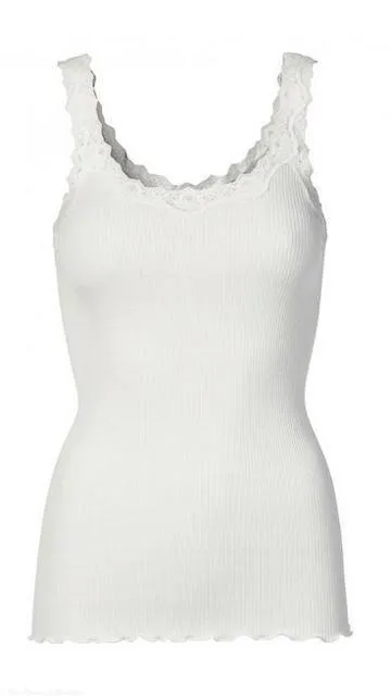 New White Rosemunde Babette Silk Lace Tank Top