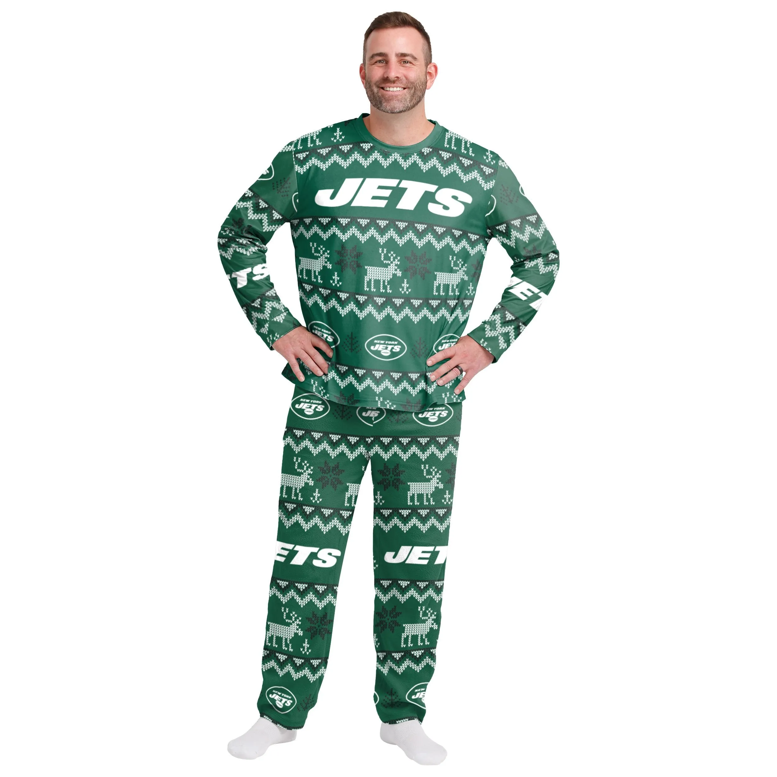 New York Jets NFL Ugly Pattern Family Holiday Pajamas