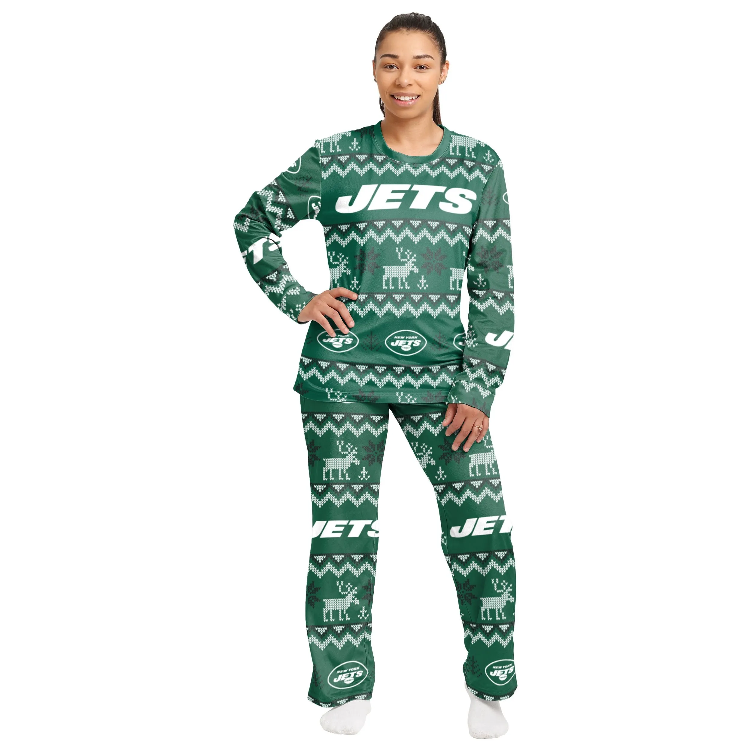 New York Jets NFL Ugly Pattern Family Holiday Pajamas