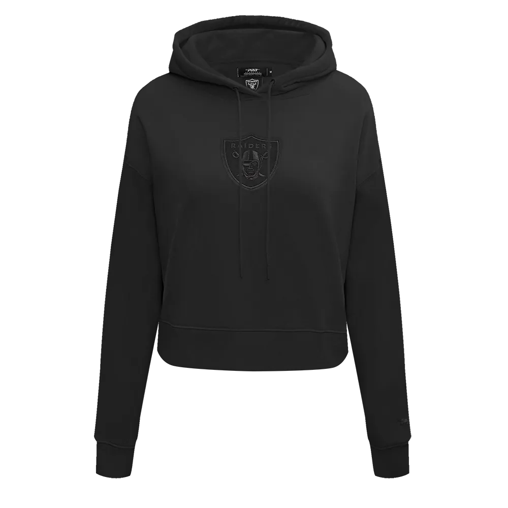 NFL LAS VEGAS RAIDERS NEUTRAL WOMEN'S CROPPED PO HOODIE (BLACK)