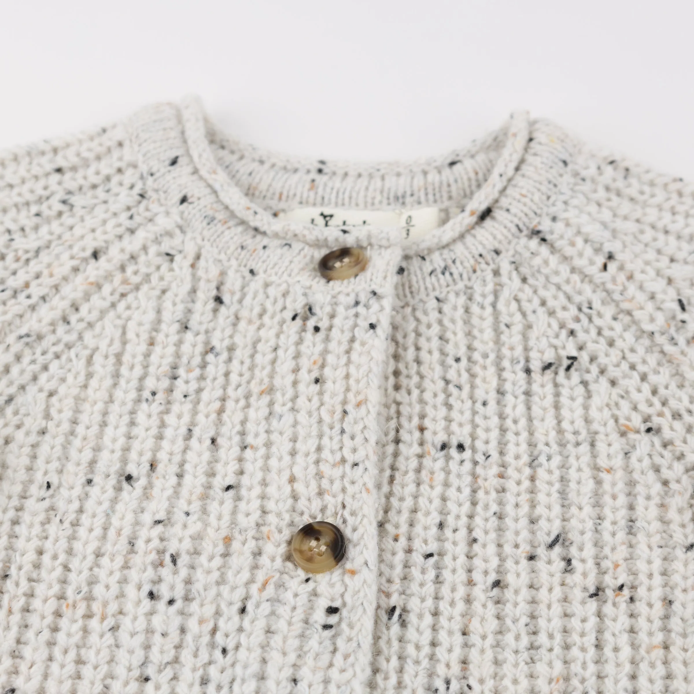 oh baby! Speckle Knit Grandpa Roll Neck Cardigan - Snowy