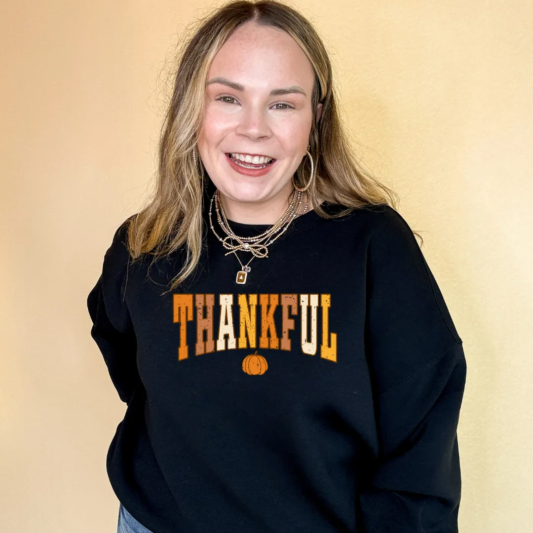 Online Exclusive | Thankful Fall Pumpkin Graphic Sweatshirt in Multiple Color Options