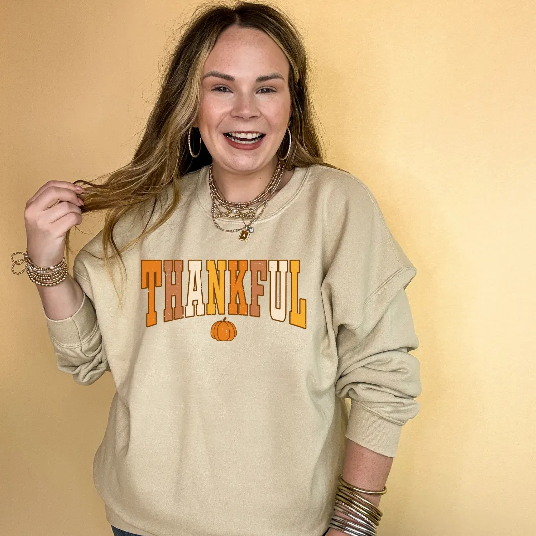 Online Exclusive | Thankful Fall Pumpkin Graphic Sweatshirt in Multiple Color Options