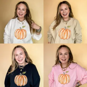 Online Exclusive |  Watercolor Pumpkin Graphic Sweatshirt in Multiple Color Options