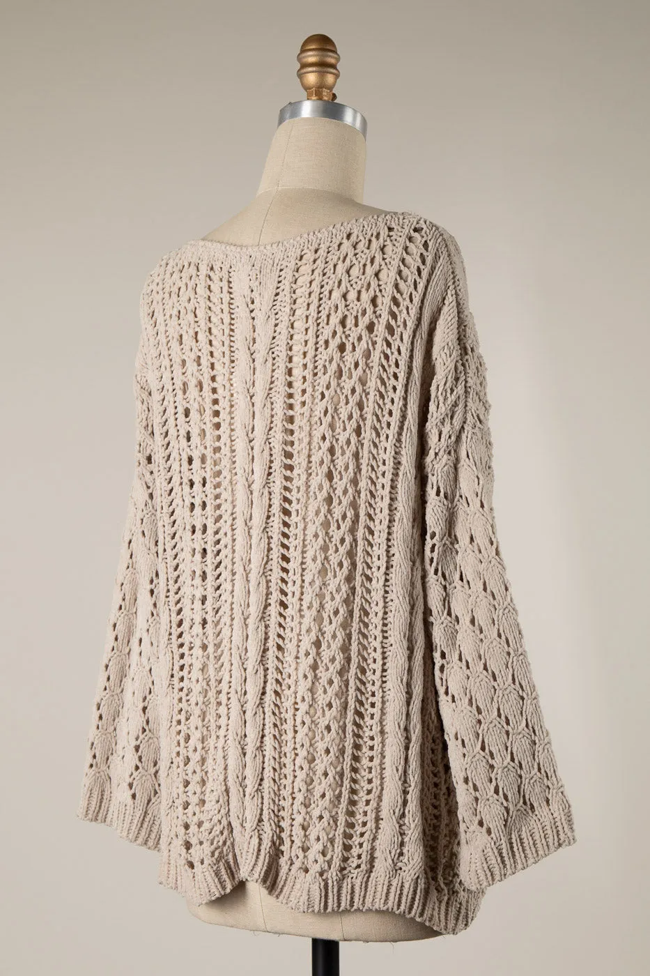 OPEN CABLE KNIT CHENILLE SWEATER 1 PACK