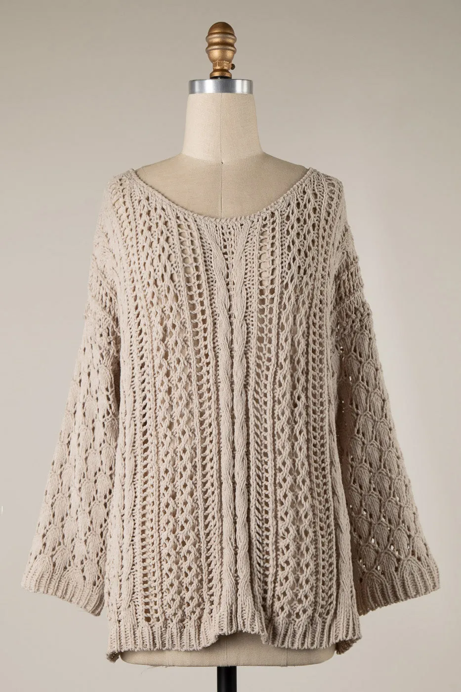 OPEN CABLE KNIT CHENILLE SWEATER 1 PACK