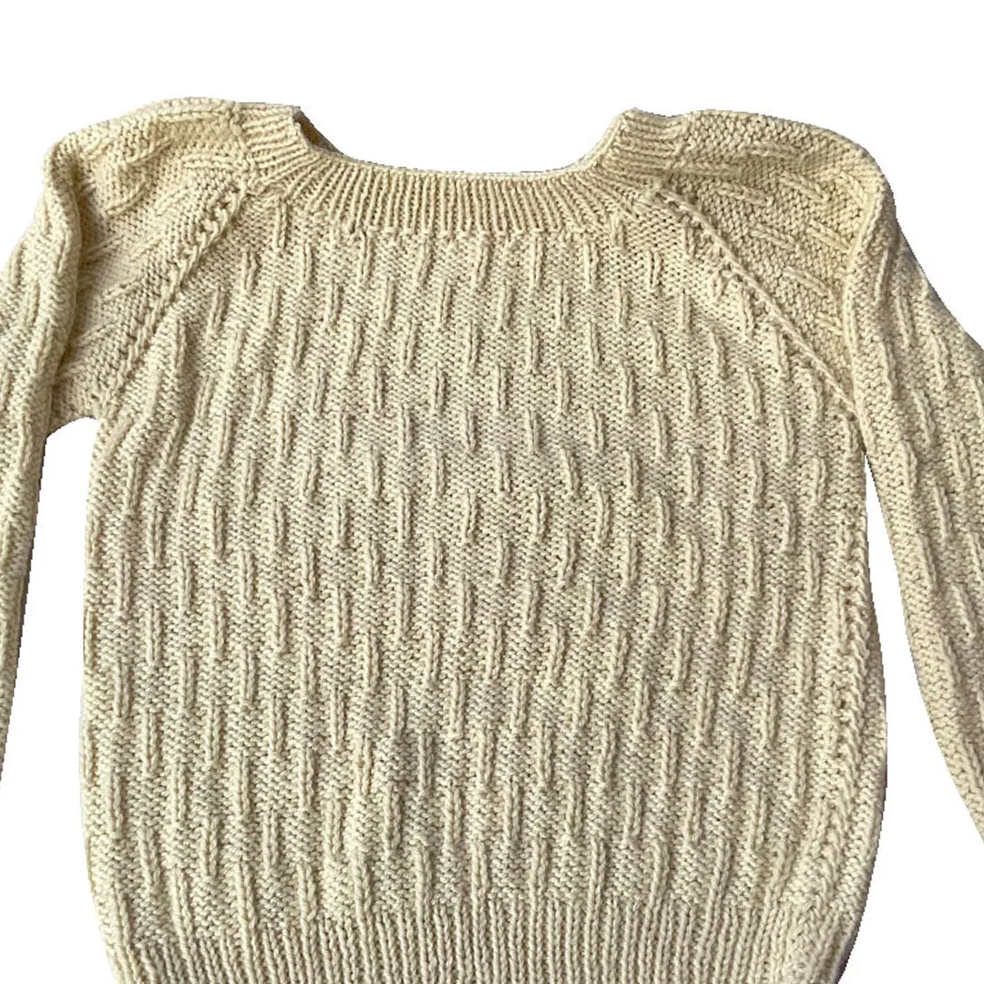 Organic Wool  | Pullover | Ivory  |  Classic Rose | Size- 8-9 years