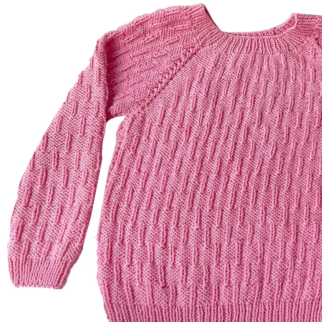 Organic Wool  | Pullover | Ivory  |  Classic Rose | Size- 8-9 years