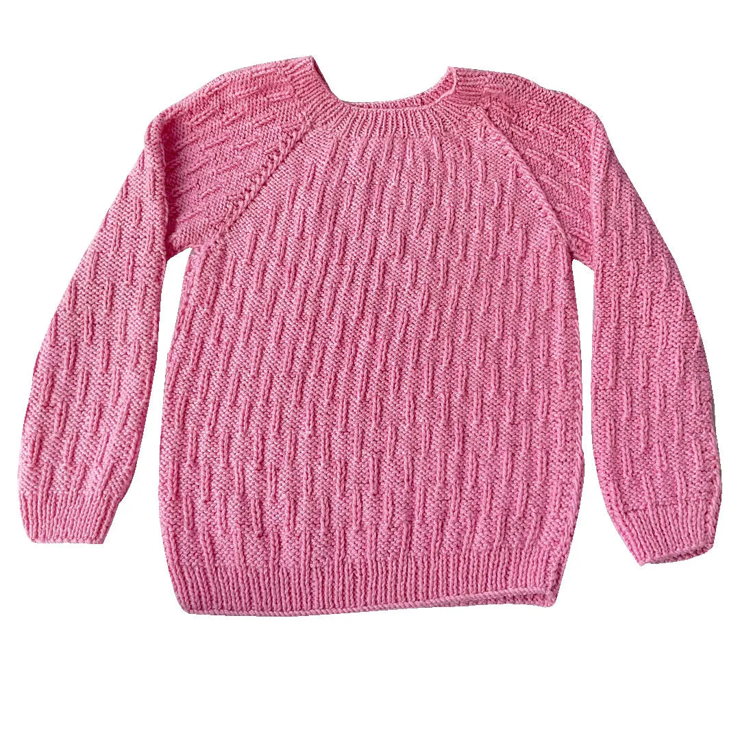 Organic Wool  | Pullover | Ivory  |  Classic Rose | Size- 8-9 years