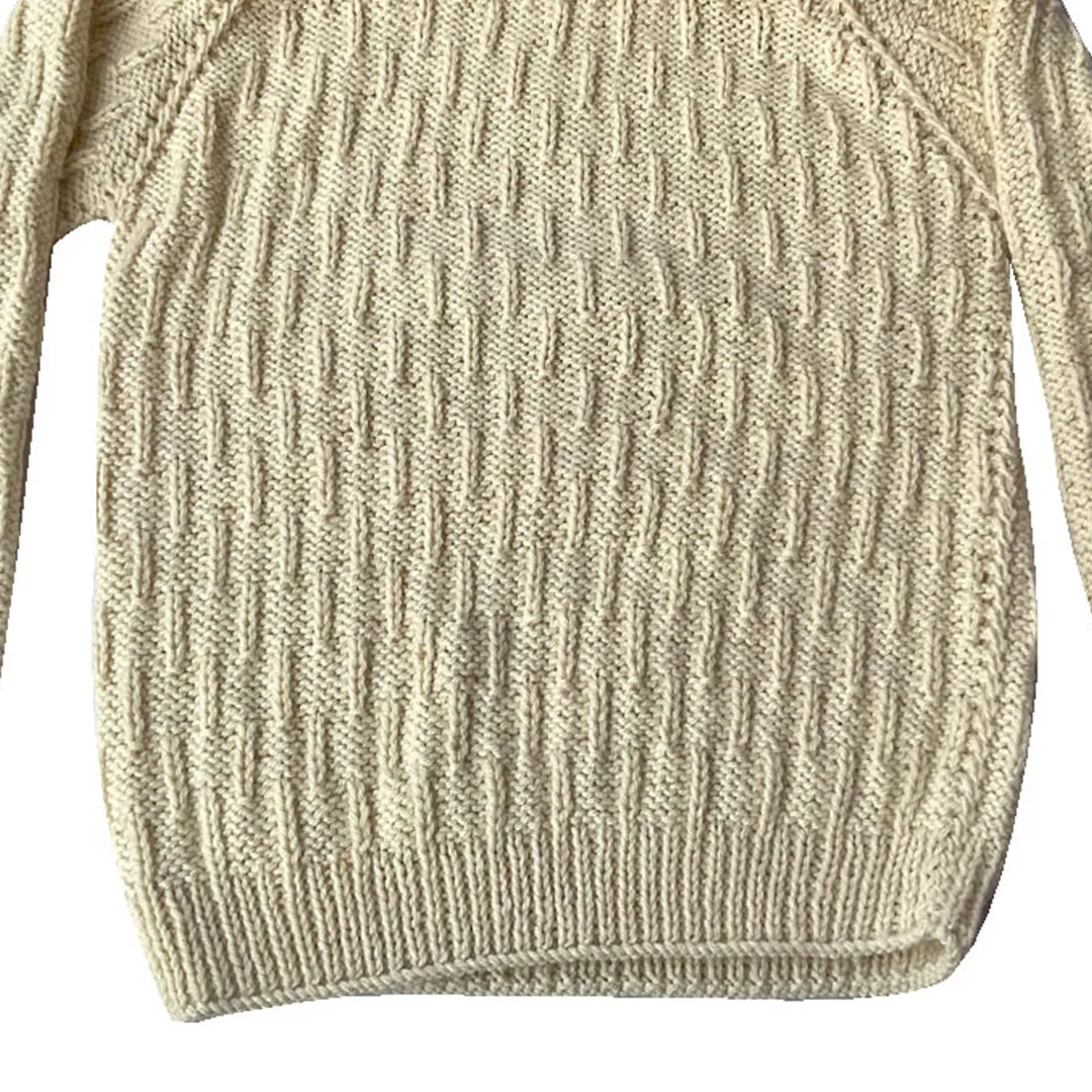 Organic Wool  | Pullover | Ivory  |  Classic Rose | Size- 8-9 years