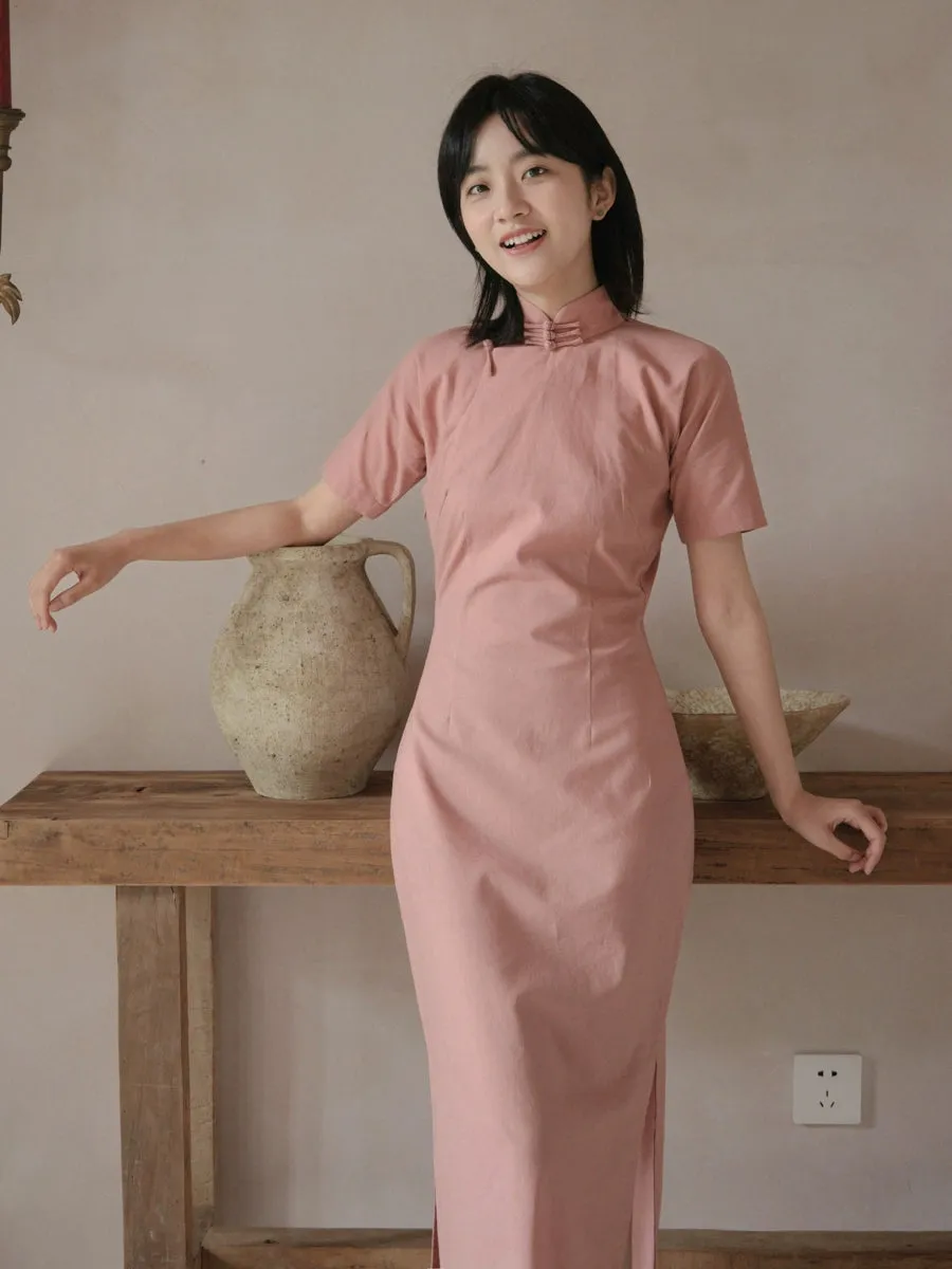 Ouhé 藕荷 Pale Lotus Ramie Plant Daily Qipao