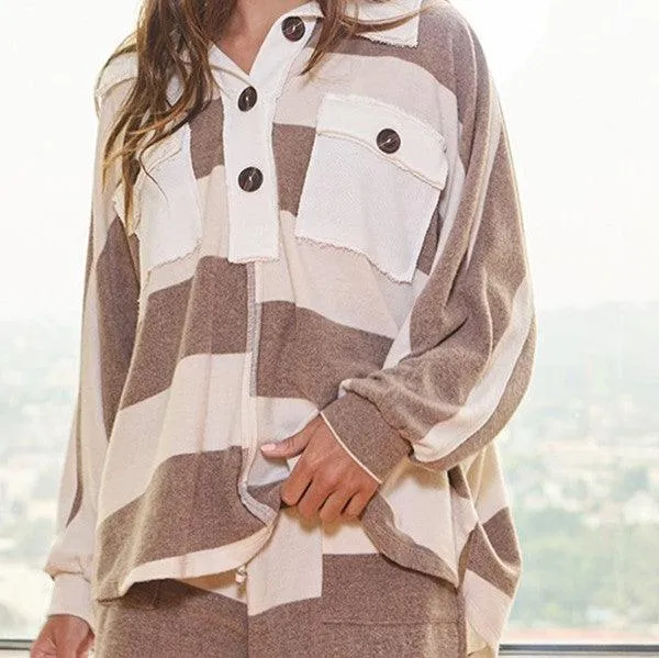 Oversized Button up Striped Tunic