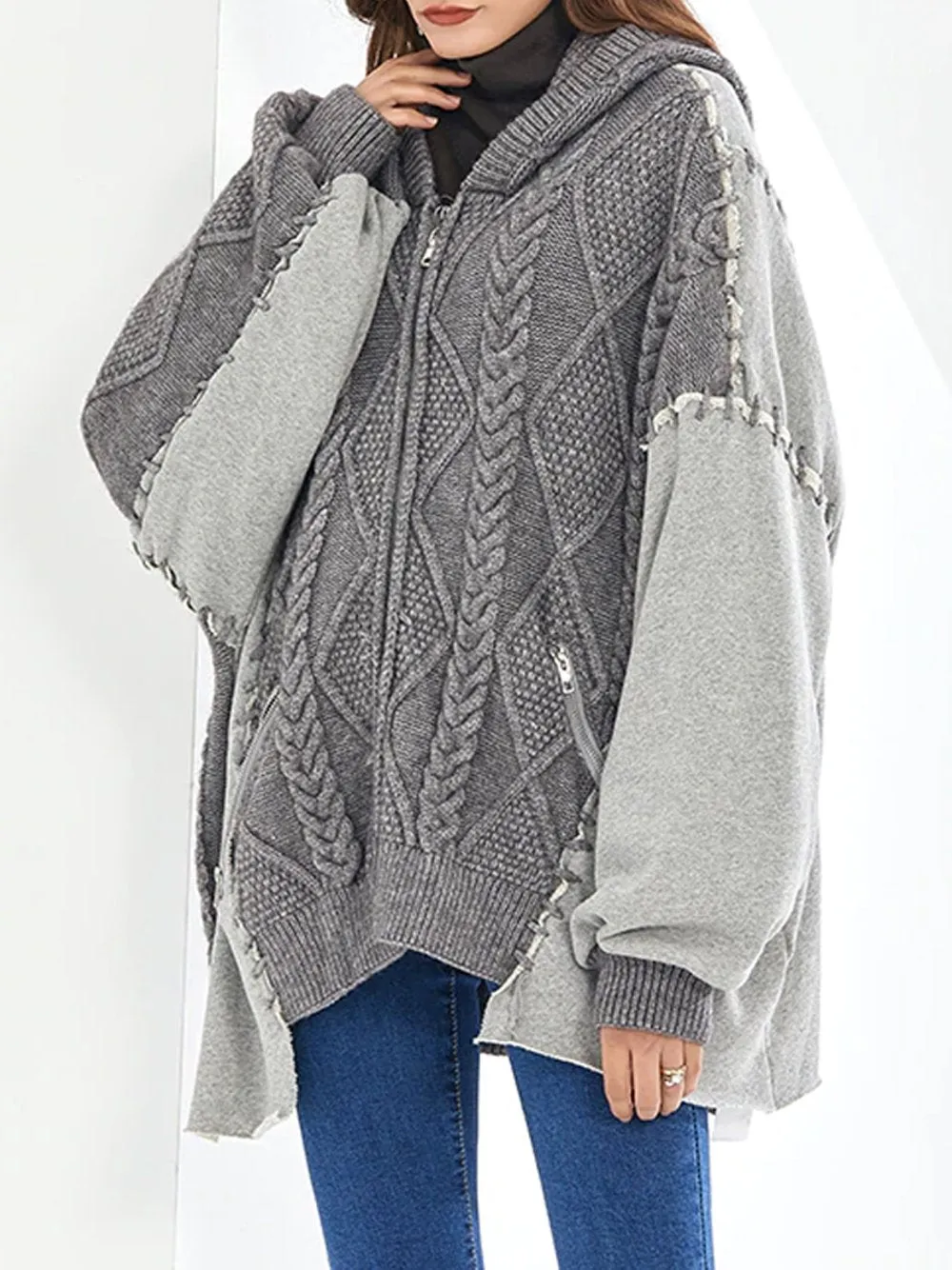 Oversized Cable Knitted Cardigan