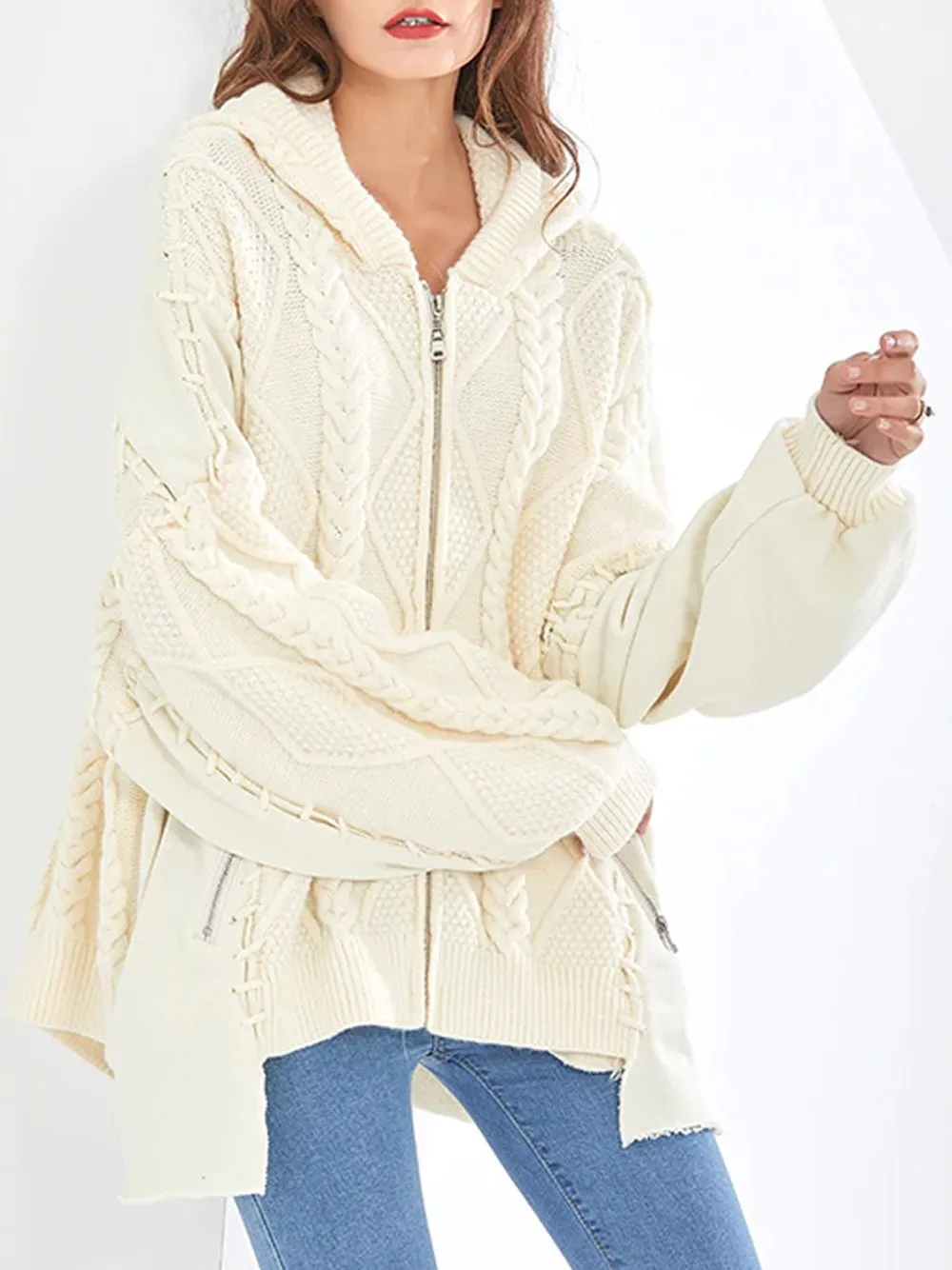 Oversized Cable Knitted Cardigan