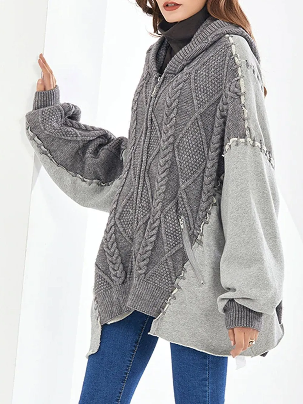 Oversized Cable Knitted Cardigan