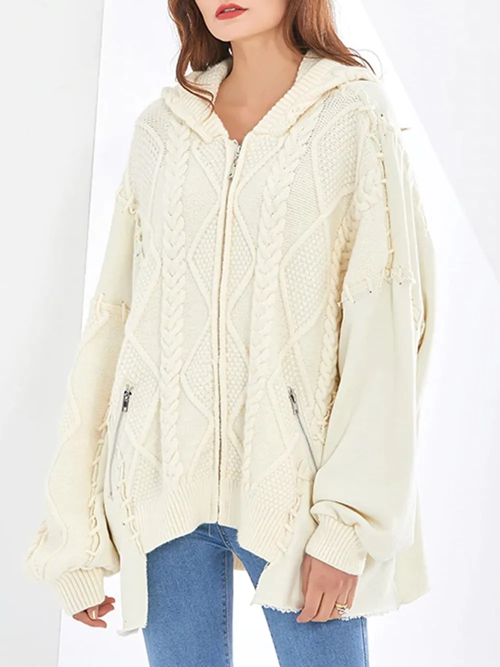 Oversized Cable Knitted Cardigan