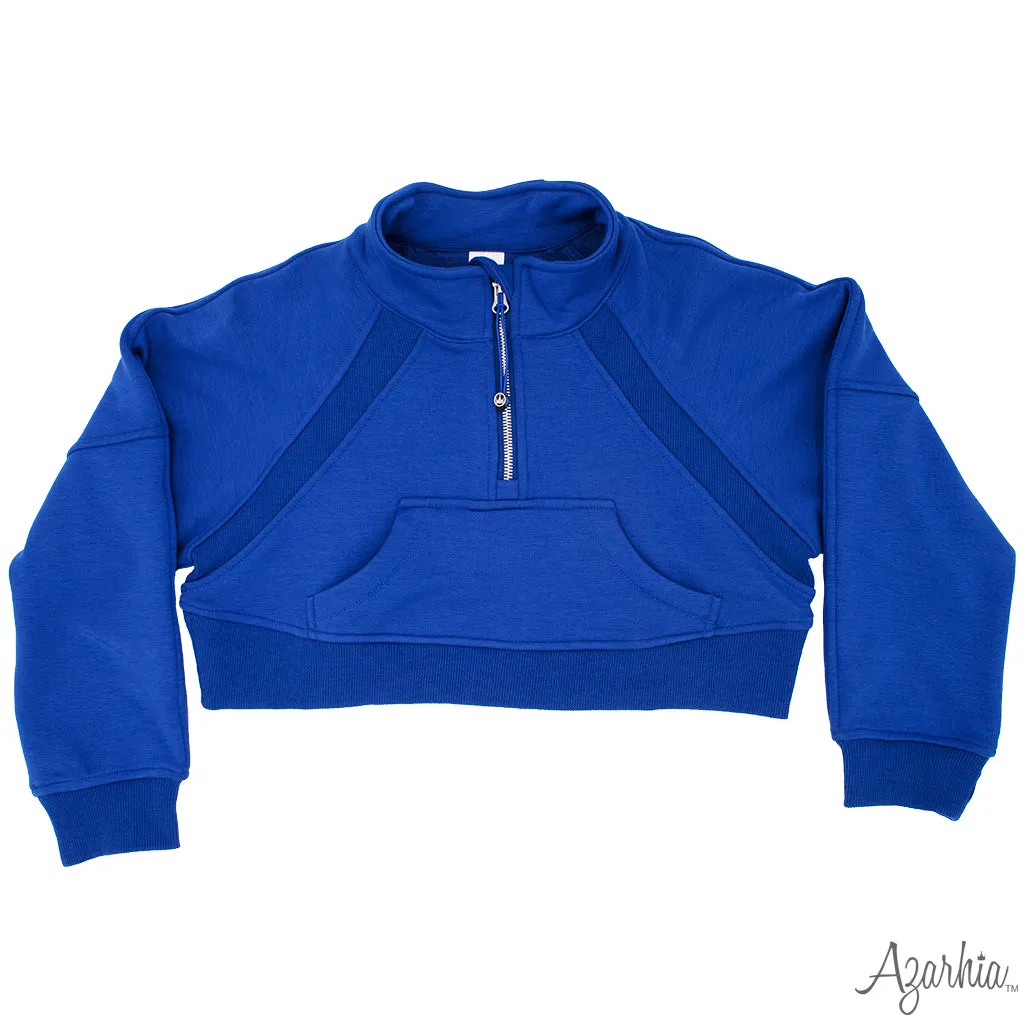 Oversized Cropped 1/4 Zip Sweatshirt in Royal Blue