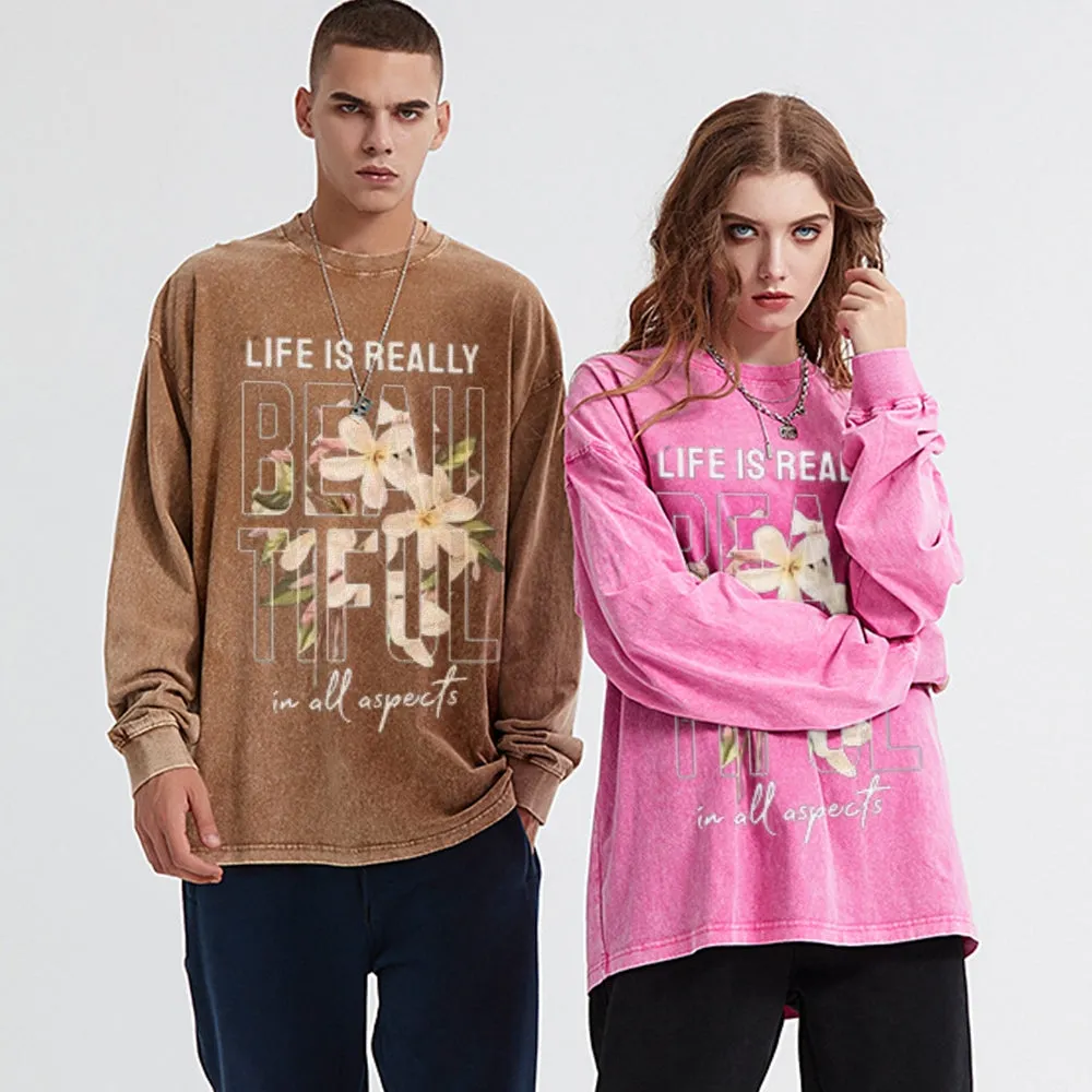 Oversized Vintage Washed Life Is Really Graphic Sweatshirt