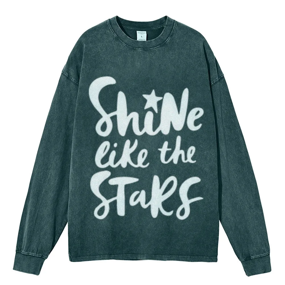 Oversized Vintage Washed SHINE LIKE THE STAR Graphic Sweatshirt