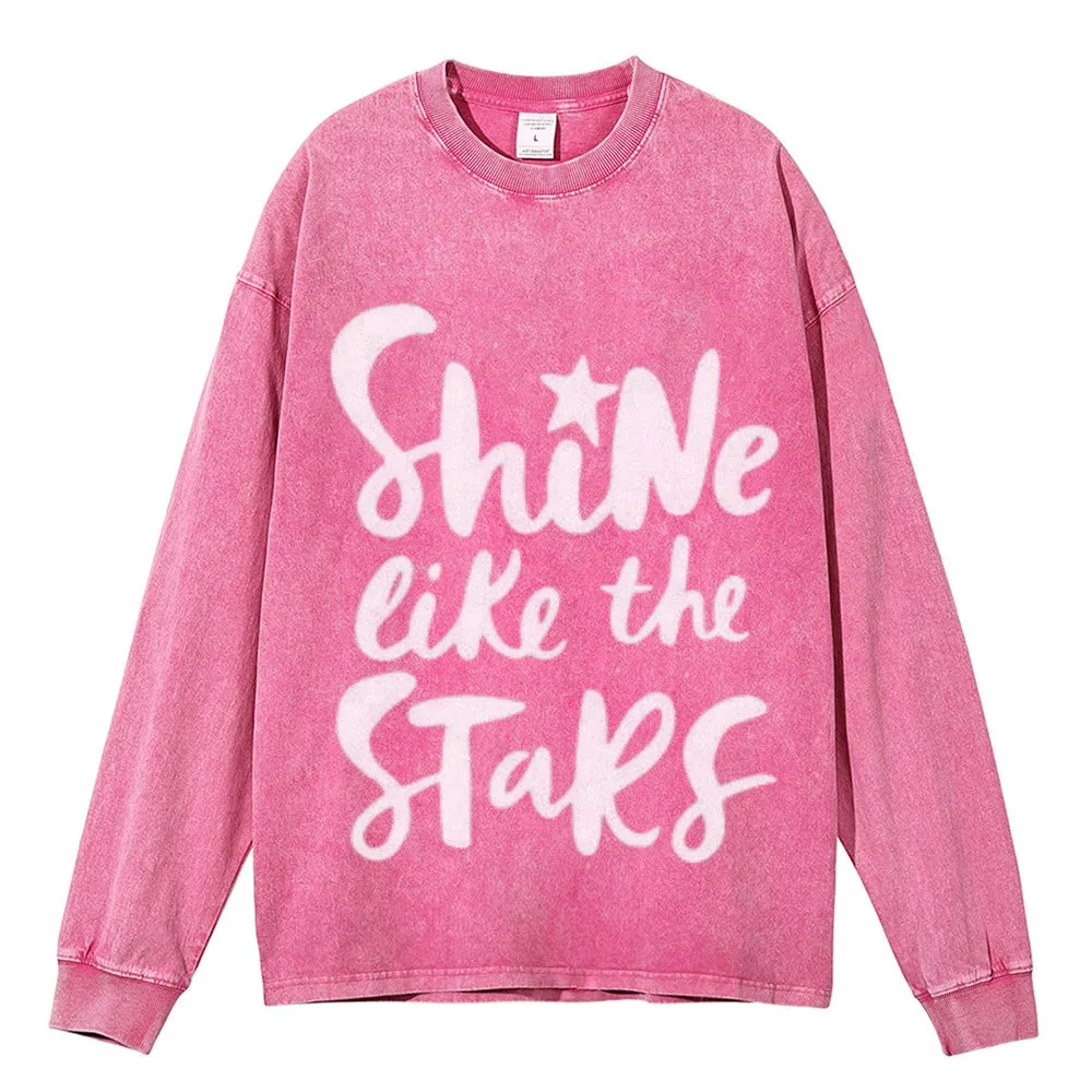 Oversized Vintage Washed SHINE LIKE THE STAR Graphic Sweatshirt