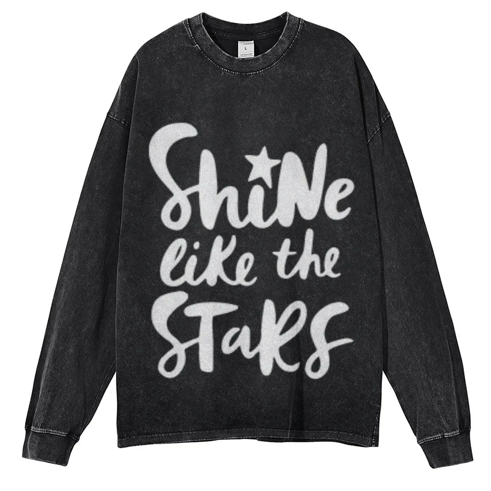 Oversized Vintage Washed SHINE LIKE THE STAR Graphic Sweatshirt