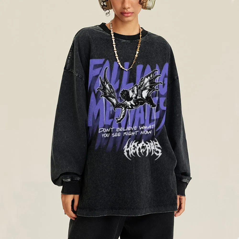 Oversized Vintage Washed Street Graphic Sweatshirt