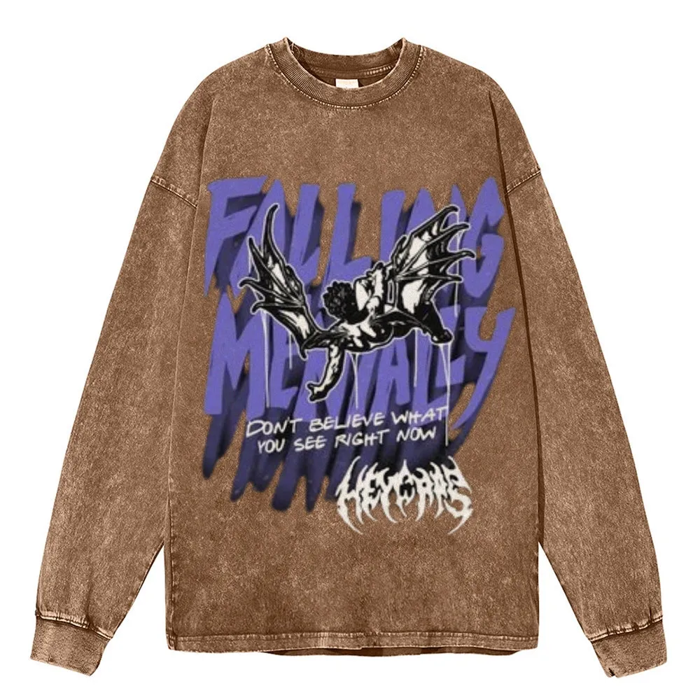 Oversized Vintage Washed Street Graphic Sweatshirt