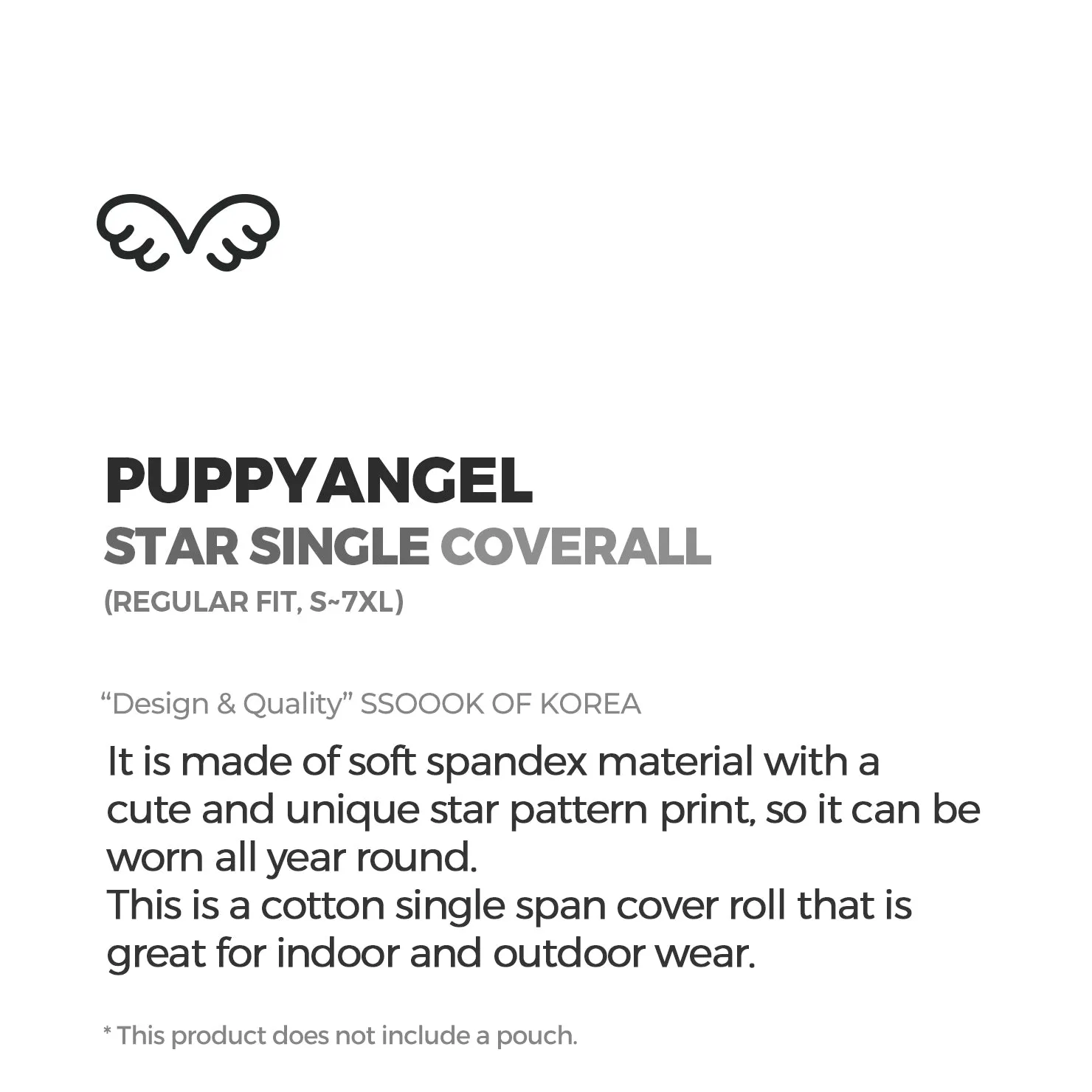 [PA-OR131] PUPPYANGEL Star Single Coverall (For Unisex) ( 2XL ~ 7XL )