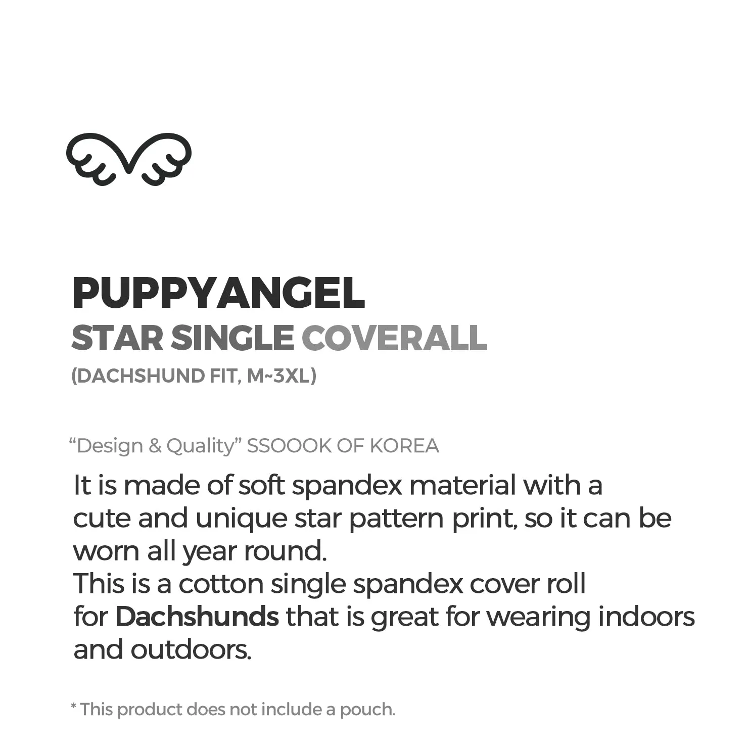 [PA-OR162] PUPPYANGEL Star Single Coverall (Dachshund Fit, For Unisex) ( M ~ 3XL )