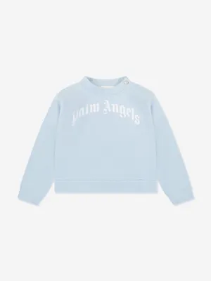 Palm Angels Baby Boys Curved Logo Sweatshirt in Blue