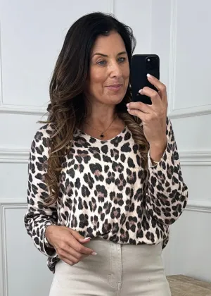 Phillipa Beige Leopard Print Top