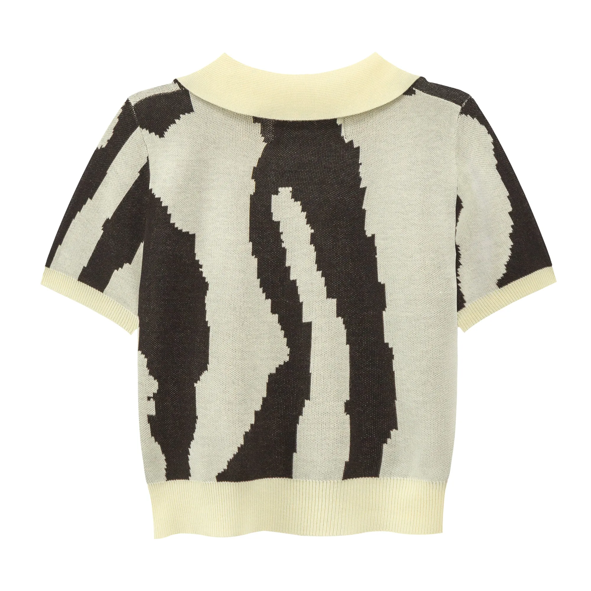 Pixeled Zebra Polo Knit Top