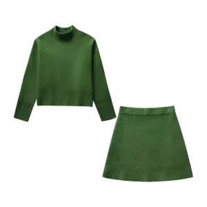 Pre Order:  Green Knitted Loose Ribbed Set