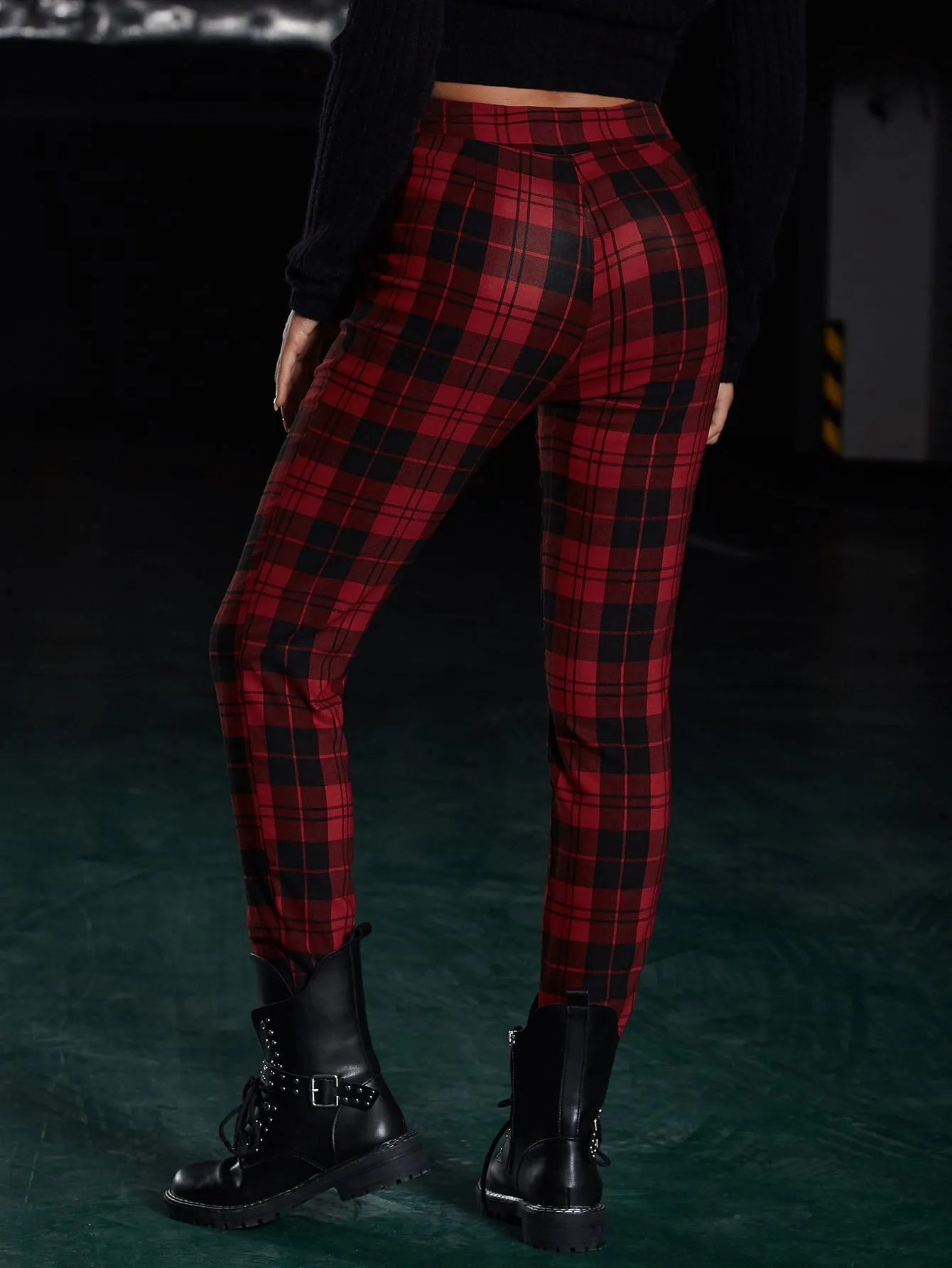 Preppy Plaid Zipper Natural Cropped Women Pants