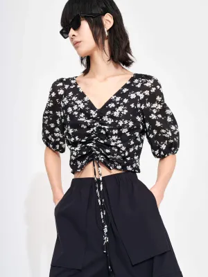 Printed Drawstring Top