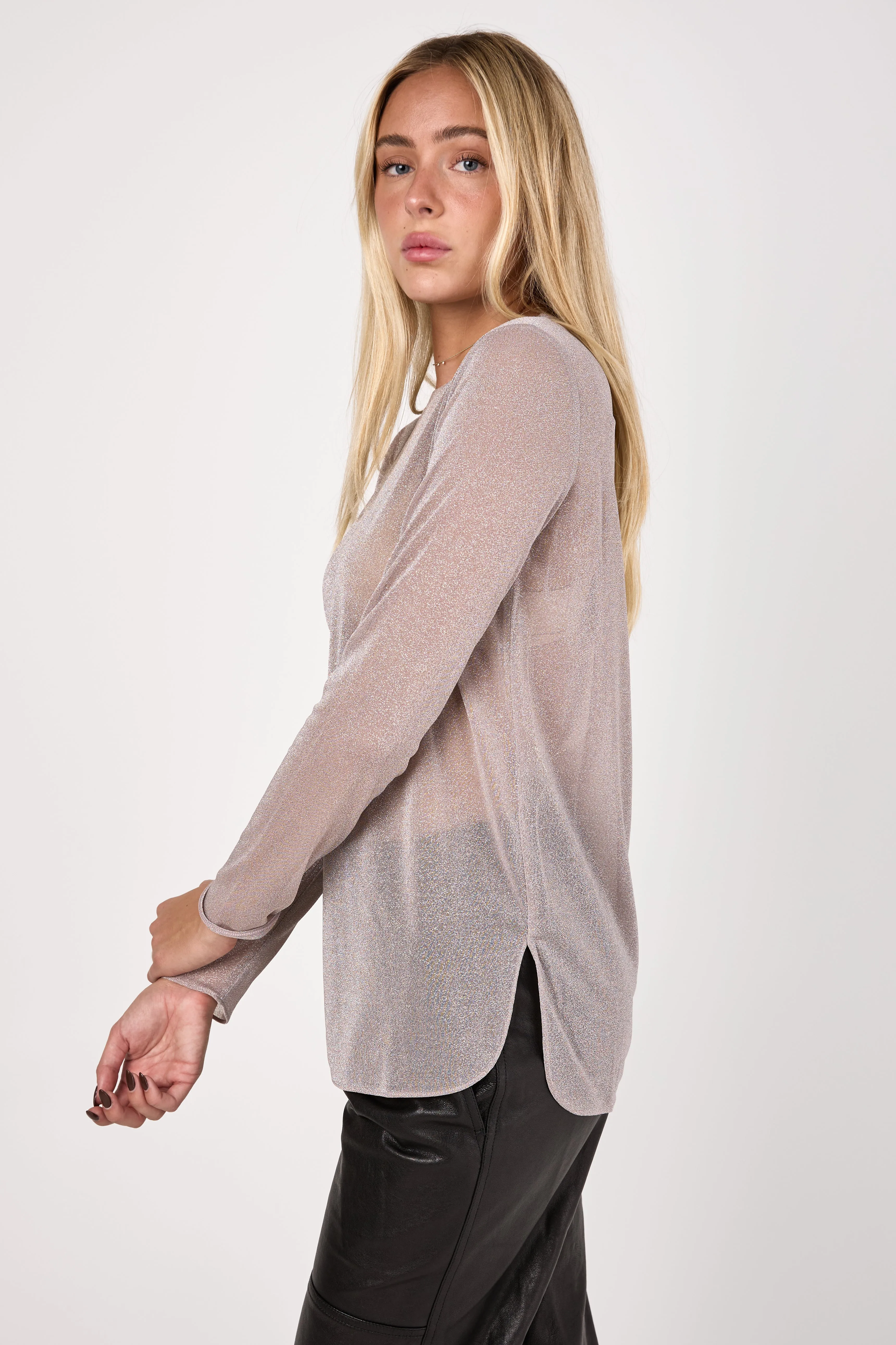 Prugna Knit Top in Powder Lurex