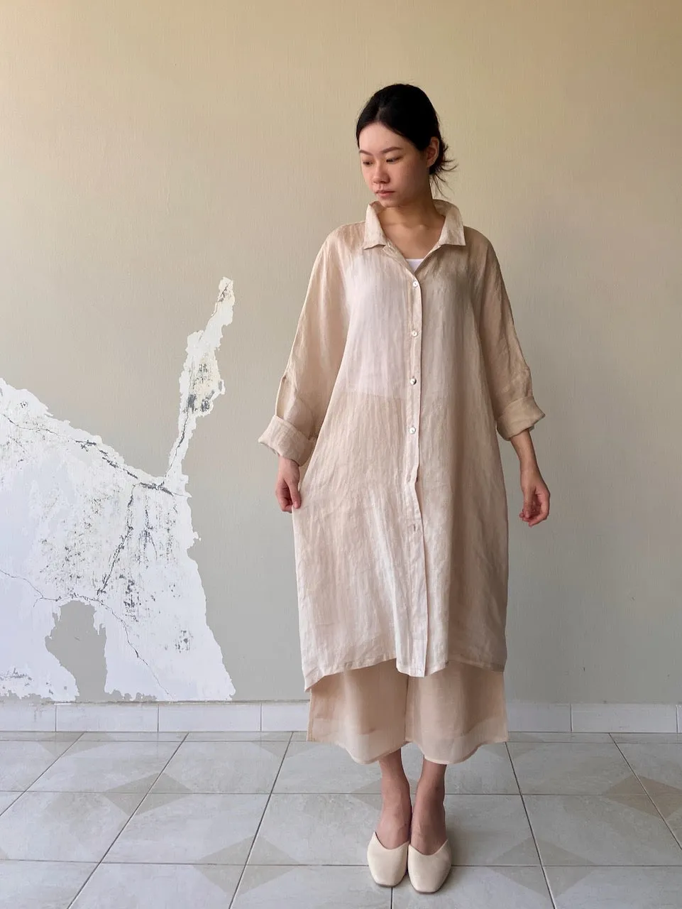 Ramie Maxi Shirt Dress